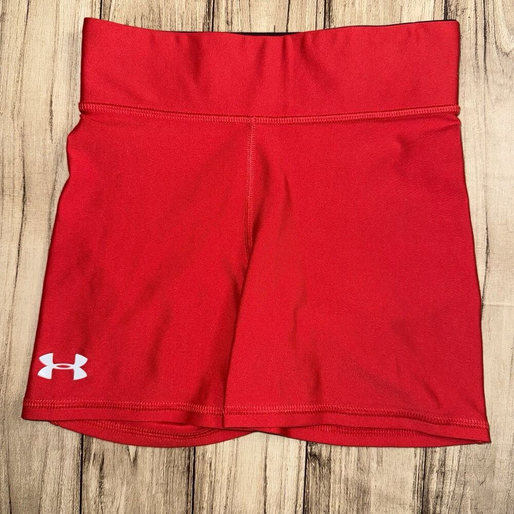 Under Armour Compression Shorts Women’s Size XS Mid Rise 4 Inch Shorty, Red